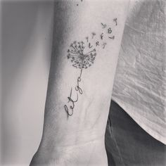 Dandelion represents family and the fly away seeds represents ‘letting go’ with my children’s initials as they are my heart beats ❤️ Dandelion Tattoo With Initials, Let Go Dandelion Tattoo, Let It Go Dandelion Tattoo, Blowing Dandelion Tattoo Quotes, Learn To Let Things Go Tattoo, Dandelion Wrist Tattoos For Women, Dandelion Tattoo Wrist, Let It Go Tattoos For Women, Let Go Tattoo Ideas