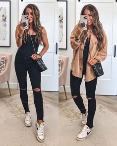 Womens Nike Sneakers Casual, Franchescas Boutique Outfits, Casual Bodysuit Outfit Fall, Work Bodysuit Outfit, Casual Winter Jean Outfits For Women, Cute Outfits With Nikes, Woman Sneakers 2023, Casual 70 Degree Weather Outfit, Cute Weekend Outfits Winter