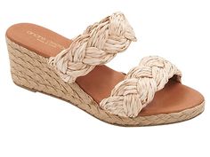 Andre Assous Nori Casual Heels With Wrapped Heel In Natural Color, Casual Natural Wedge Heels, Grey Wedges, Espadrille Wedge, Wedge Sandal, Espadrilles Wedges, Wedge Heels, Slip On Sandal, Wedge Sandals