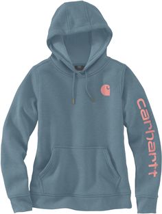 Made of heavyweight fleece, the sweatshirt is brushed on the inside for extra softness. It has a relaxed fit that allows for easy layering, and it's finished with a Carhartt logo down the sleeve. Carhartt Hoodies Womens, Carhartt Sweatshirt Women, Carhartt Sweatshirt, Cute Hoodies