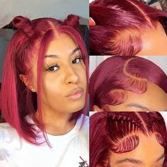 PRICES MAY VARY. 💖【Burgundy Bob Wig Human Hair Material】9A Grade 100% unprocessed brazilian virgin human hair wigs lace front wigs, cut from young donor directly, soft, clean and comfortable against skin, can Middle Part or Free Part. 💖【13x4 Straight Bob Wig Human Hair Lace】Transparent lace front wigs human hair wigs, pre plucked natural hairline with baby hair around, soft & durable. It is suitable to wear in any occasions. 💖【Short Bob Burgundy Wig Quality】13x4 99j burgundy straight short bo Burgundy Bob Wig, Burgundy Bob, Honey Hair Color, Bob Cut Wigs, Human Hair Wigs Blonde, Corte Bob, Red To Blonde, Bob Lace Front Wigs, Natural Human Hair