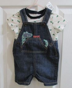 Childrens Place Boys SZ 3-6 Mths Overall Jean Shorts & Dinosaur T Shirt New. Comes from a smoke free home. Baby & Toddler Clothing, Bottom Clothes, Childrens Place, Denim Vest, Baby Accessories, Baby Toddler, Jean Shorts, Overalls, Pants