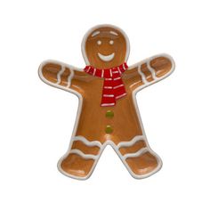 a ceramic ginger man ornament on a white background