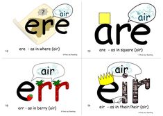 four different types of words that say are in english and spanish, with pictures of the letters