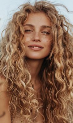 Warm Blonde Curly Hair, Long Blonde Curly Hair, Strawberry Blonde Hair Color, Blonde Wavy Hair, Blonde Curly Hair, Strawberry Blonde Hair, Dark Blonde Hair, Blonde Hair Looks, Long Curly Hair