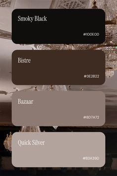 the color scheme for an ornate chandelier is shown in shades of brown, beige and