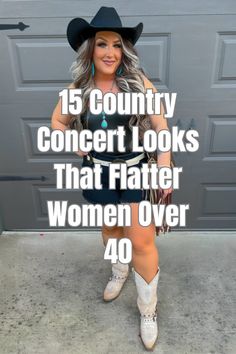 Are you searching for country concert looks that celebrate your style at 40+? Explore 15 flattering outfits that will make you feel confident and fashionable at your next show! 90s Fashion Country, Cowgirl Cute Outfits, Gray Cowboy Hat Outfit, Western Outfits For Short Height Women, Dresses That Go With Cowgirl Boots, Neon Cowboy Outfit Women, Miranda Lambert Concert Outfit What To Wear, Zydeco Outfit Black Women