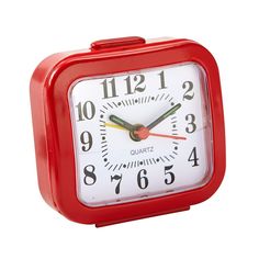 a red square alarm clock on a white background