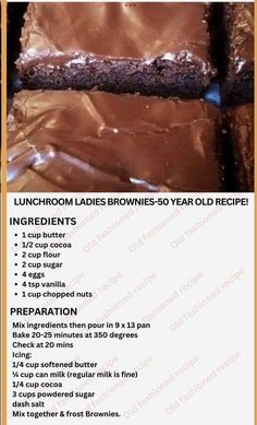 chocolate brownie recipe with instructions on how to make it