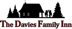 the davis family inn logo is shown in black and red with an image of a house