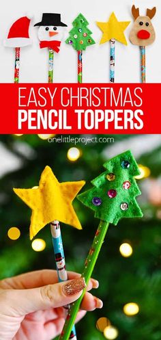 Top off your Christmas crafting with these CUTE Christmas pencil toppers! With our free, printable templates, making these little decorations is super simple -- you'll be admiring them in no time! Plus these Christmas themed toppers aren't just for pencils: you can pop them on skewers to top cupcakes, plant stakes for your potted plants, or even use them as finger puppets during story time!