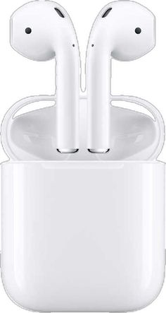 an apple airpods with two headset plugs attached to the back of it