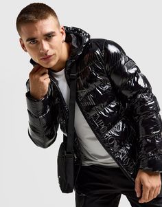 Lock in the heat with this men's Shiny Puffer Jacket from Emporio Armani EA7. In a Black colourway, this JD-exclusive jacket is cut from smooth polyester with padded fill to keep you toasty. It features a full-zip fastening and hood for custom coverage, with ribbed trims to hold the shape and side pockets for safe storage. Finished up with classic EA7 branding. Machine washable | Our model wears a size medium. Shiny Puffer Jacket, Liverpool Manchester United, Armani Fashion, Nike React Vision, 270 Nike, Safe Storage, Nike Shox, Nike Tech, Tottenham Hotspur