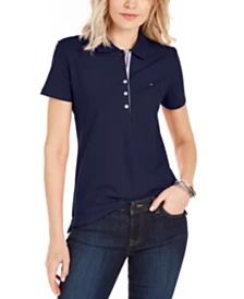 Tommy Hilfiger Women's Solid Short-Sleeve Polo Top - Macy's Tommy Hilfiger Polo Shirt, Embroidered Polo Shirts, Tommy Hilfiger Logo, Tommy Hilfiger Polo, Polo Top, Tommy Hilfiger Women, Short Sleeve Polo, Green Fashion, Shirt Online