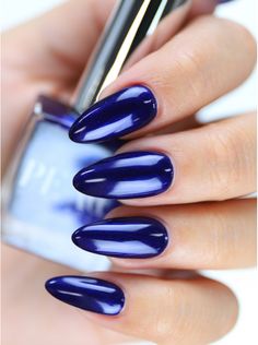 Prussian Blue - Peacci Purplish Blue Nails, Blue Violet Nails, Morgan Aesthetic, Metallic Blue Nails, Light Blue Nail Designs, Black Ponytail, Dark Blue Nails, Cruelty Free Nail Polish, Polished Nails