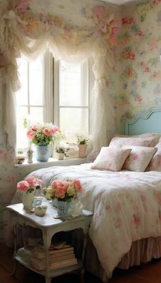 Fantasy High, Casa Vintage, Fall Bedroom, Vintage Bedroom, Vintage Interiors, Shabby Cottage, New Home Decor, Cottage Living