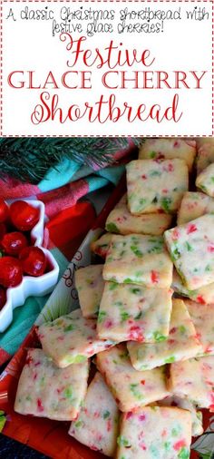 festive glace cherry shortbread recipe on a plate