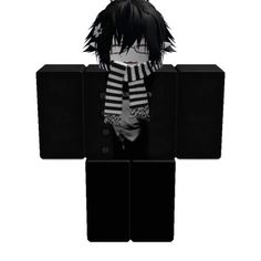 a paper doll with black hair and striped shirt