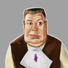 a caricature of a man in a vest and tie