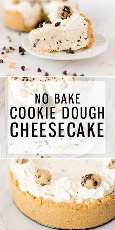 no bake cookie dough cheesecake on a plate