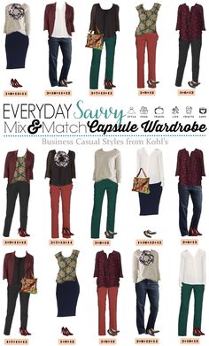 Here is a Business Casual Capsule Wardrobe for Fall with items from Kohls. These pieces mix and match for 15 great outfits for the office that will have you looking great this fall. via @everydaysavvy Young Adult Business Casual Outfits, Kohls Outfits, Business Casual Capsule Wardrobe, Business Casual Capsule, Casual Capsule Wardrobe, Business Wardrobe, Business Casual Fall, Outfit Pieces, Office Clothes