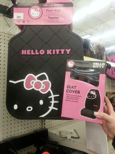 a hello kitty seat cover is on display in a store with other items for sale