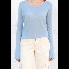 Classic, Long Sleeve Scoop Neck Sweater And Raw Trim. Fabrics: 40% Mohair, 30% Viscosa, 30% Polyamide Measurement: 18" (45 Cm) Length, 15" (38 Cm) Bust Made In: Italy Evening Sweaters, Brandy Melville Sweater, Cotton Cable Knit Sweater, Grey Cable Knit Sweater, Brandy Melville Sweaters, Scoop Neck Sweater, Cropped Crewneck, Woven Sweater, Cashmere Sweater Women