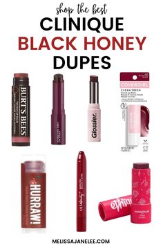 These drugstore dupes are affordable versions of Clinique's Almost Lipstick in the shade Black Honey. Makeup dupes are a good way to recreate viral makeup looks for less. Black Honey Makeup Look, Black Honey Makeup, Black Honey Clinique Swatch, Clinique Black Honey Makeup Look, Black Honey Clinique Gloss, Clinique Black Honey Blush, Clinique Best Of Black Honey Eyeshadow, Black Lipgloss, Black Honey Almost Lipstick