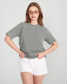 Women's fashionable grey crewneck t-shirt to completely eliminate sweat stains. Feel confident & comfortable in cotton. Free US/CA Shipping for $50+ orders. Sweat Pads, Sweat Stains, Crew Neck Tshirt, Grey Crewneck, New Years Sales, Grey Tee, Sweat Proof, T Shirt For Women, Womens Size Chart