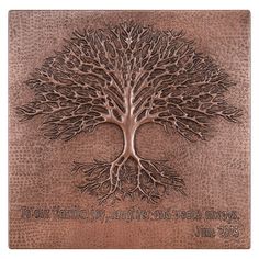 a metal plaque with a tree on it that says, to your family, you are loved