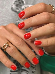 Red  Collar    Color Nails Embellished   Nail,Hand & Foot Care Short Red Nails, Gel Nails French, Gel French Manicure, Acrylic Nail Set, Colorful Nails, Red Nail Polish, Red Nail, Upgrade Your Look, Fake Nail