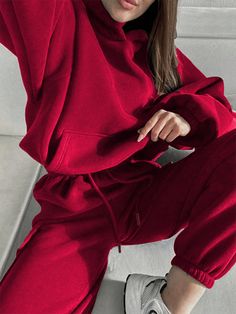 The802Gypsy clothing/outfit sets Red / S GYPSY GIRL-Casual Sweatpants/Sweatshirt Set Set Clothes Women, Sporty Set, Solid Hoodie, Bandeau Tops, Rush Dresses, Lounge Outfit, Hoodie Set, Cooler Look, Chic Casual