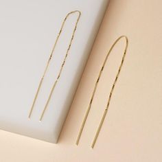 Extra Long Gold Threader Earring – STONE AND STRAND Stacking Earrings, Suspender Earrings, Stone And Strand, Threader Earrings Gold, Multiple Earrings, Stacked Earrings, Earrings Stone, Getting A Tattoo, Spiral Earrings