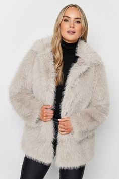 Shop LTS Tall Light Grey Faux Fur Coat at Yours Clothing. Discover women’s plus size clothing in sizes 10-36 with fast delivery. Shaggy Faux Fur Coat, Grey Faux Fur Coat, Jeans For Tall Women, Long Faux Fur Coat, Women Coats, Fur Fabric, Large Clothes, Long Tall Sally, Long Leggings