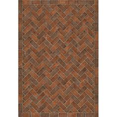 an area rug made out of brick tiles with a brown pattern on the bottom and sides