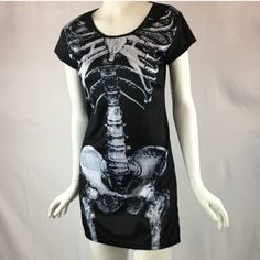 Super Cute Black Dress With Skeleton Print; Available In Size Small And Medium Packaging Dress, Skeleton Dress, Gothic Skeleton, Overall Jumper, Cute Black Dress, Cute Skeleton, Halloween Costume Party, Dress Night, Skeleton Print