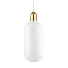 a white and gold light hanging from a ceiling