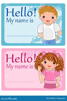 Name Tags for Kids stock illustration. Illustration of male - 67228492 Name Tags Design For School, Name Tag Background Design For School, Picture Name Tags, Printable Notebook Label, Notebook Tags Printable, Notebook Labels Printable Student, Name Tags Printable Templates Back To School, School Labels Printables Free Templates, Cute Name Tags For School