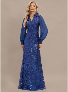 Mother Of The Bride Suits, Sequin Evening Dress, Mother Of Groom Dresses, Color Pants, Dresses Formal Elegant, Sequin Evening Dresses, Blue Evening Dresses, Chiffon Evening Dresses, Long Sleeve Evening Dresses