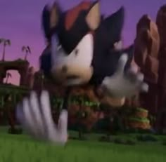 an animated image of sonic the hedge is flying through the air with his arms outstretched