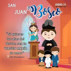 an image of a family in front of a podium with the caption san juan bosco