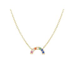 Add this cute cubic zirconia rainbow necklace from Sunkissed Sterling to your collection. Click on this JEWELRY & WATCHES GUIDE to learn about fit, styles, materials and more! Add this cute cubic zirconia rainbow necklace from Sunkissed Sterling to your collection. Click on this JEWELRY & WATCHES GUIDE to learn about fit, styles, materials and more! FEATURES Pendant dimensions: 7.5mm x 4mm Chain type: cable Clasp: spring-ring Metal: sterling silver Plating: 14k gold Finish: polished Packaging: p Rainbow Cubic Zirconia Jewelry As Gift, Rainbow Cubic Zirconia Necklaces As Gift, Rainbow Cubic Zirconia Necklaces For Gift, Rainbow Cubic Zirconia Necklace For Gift, Rainbow Necklace With Adjustable Chain For Gift, Affordable Fun Rainbow Necklaces, Cheap Personalized Rainbow Necklaces, Vibrant Rainbow Necklace For Gift, Playful Rainbow Charm Necklace For Gift