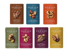 six packets of sahale snacks with different flavors