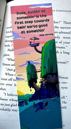 a bookmark with an image of two people on a boat in the ocean and a quote about something