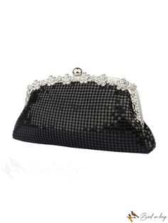 BirdinBag - Stunning Diamond Embellished Evening Clutch Bag - Premium Metal Chain Strap Black Chain Strap Bag For Wedding, Novelty Bags, Evening Clutch Bag, Evening Clutch, Black Bag, Metal Chain, Chain Strap, Evening Bags, Free Gifts