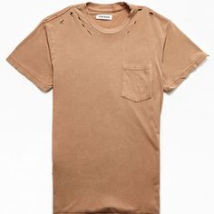 The Pacsun Distressed Pocket T-Shirt Is The Perfect Go-To For A Chill Everyday Casual Vibe. This Tee Features A Crew Neckline, Short Sleeves, A Standard Fit, A Left Chest Pocket, And Distressed Detailing For A Laidback Finish. Tags: Nike Adidas Champion Puma Kappa Diamond Herschel The Hundreds Huf Vintage Supreme Cdg Fog Essentials Ovo Palace Bape Everyday Distressed Cotton T-shirt, Faded Distressed T-shirt For Summer, Everyday Cotton Distressed T-shirt, Brown Relaxed Fit T-shirt For Summer, Vintage Ripped Crew Neck Top, Summer Washed Crew Neck Tops, Faded Summer Tops For Everyday, Acid Wash T-shirt For Summer, Acid Wash T-shirt For Everyday Summer