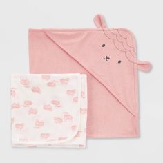 two baby blankets with pink sheeps on them