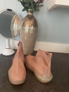 Rose gold ankle stylish bling boots Bling Boots, Boot Bling, Saint Augustine, Bling Bling, Or Rose, Rubber Sole, Embellishments, Ankle Boots, Etsy Accessories