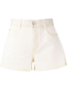 logo-waistband mini shorts from STELLA MCCARTNEY featuring light beige, stretch-cotton, logo waistband, logo patch to the rear, belt loops, concealed fly and button fastening and classic five pockets. POSITIVELY CONSCIOUS: We've partnered with Good On You — an ethical agency that rates how sustainably brands perform across various people, planet and animal welfare criteria. This product comes from a Conscious brand that performs well in relation to their impact on animals.. | Stella McCartney Lo Kate Mess, Stella Mccartney Jeans, Obx Dr, Light Grey Leggings, Short Jeans, Mini Shorts, Animal Welfare, Kpop Outfits, Cute Casual Outfits