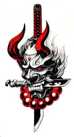 190+ Oni Mask Tattoo Designs with Meaning(2022) - TattoosBoyGirl Tato Geisha, Tattoo Designs With Meaning, Stammestattoo Designs, Tato Maori, Designs With Meaning, Oni Mask Tattoo, Guerriero Samurai